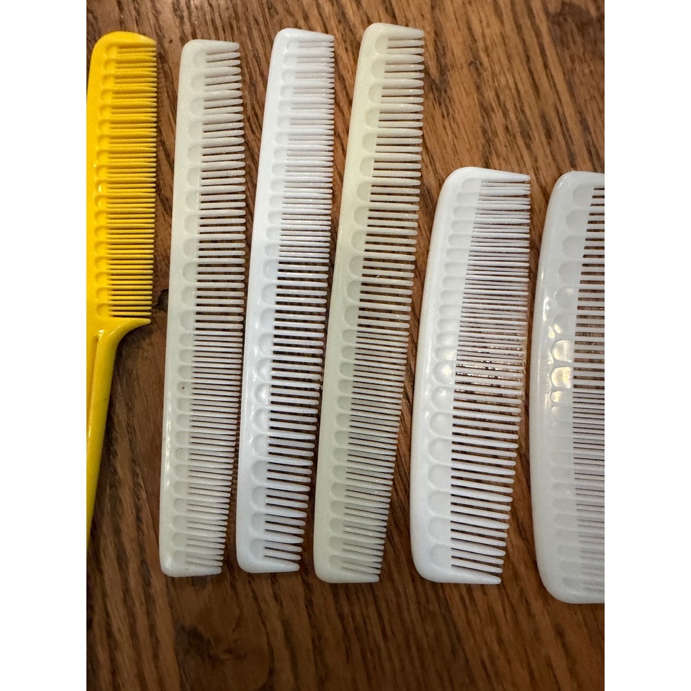 Vintage Tupperware Hair Combs Set of 6 Yellow White Rat Tail Styling - Picture 4 of 9